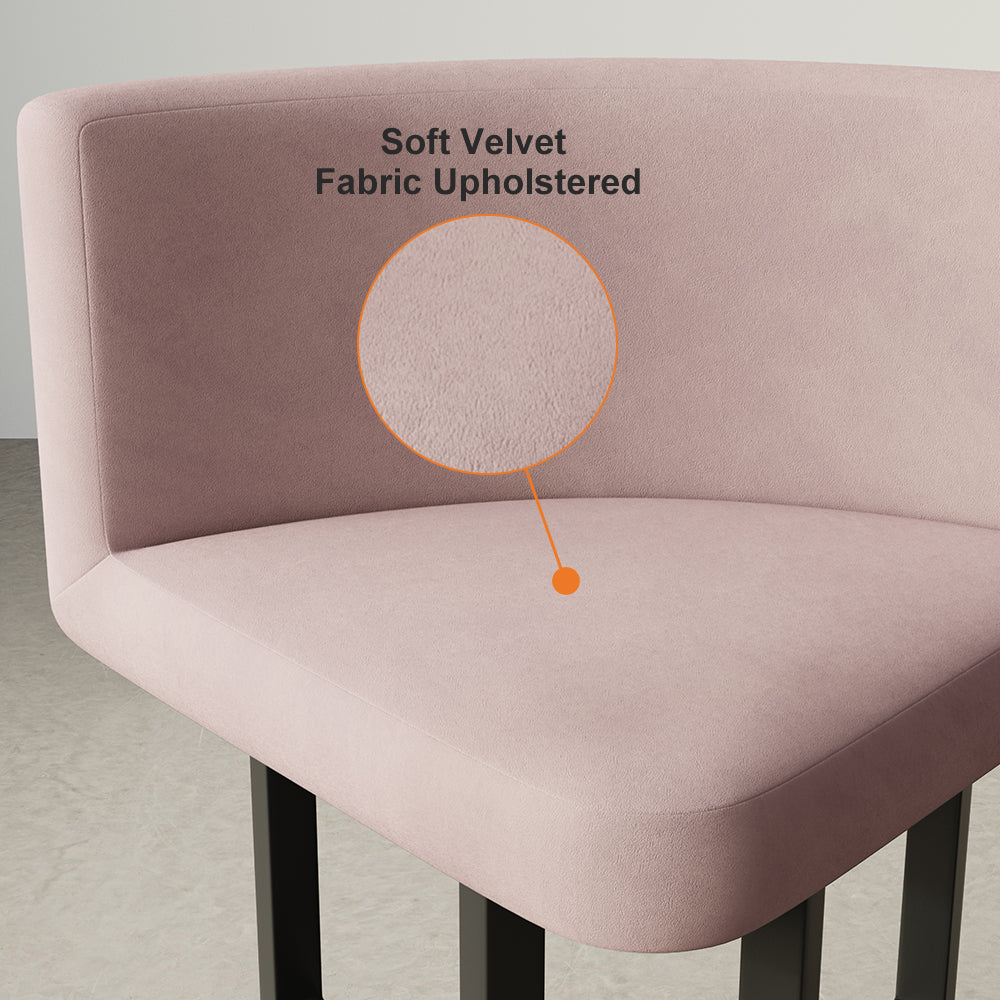40" Round Wooden Small Dining Table Set of 4 Pink Upholstered Chairs for Nook Balcony
