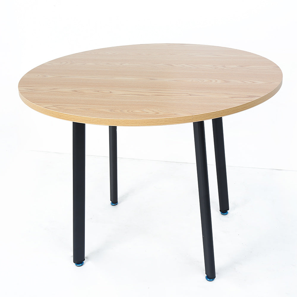 40" Round Wooden Small Dining Table Set of 4 Pink Upholstered Chairs for Nook Balcony