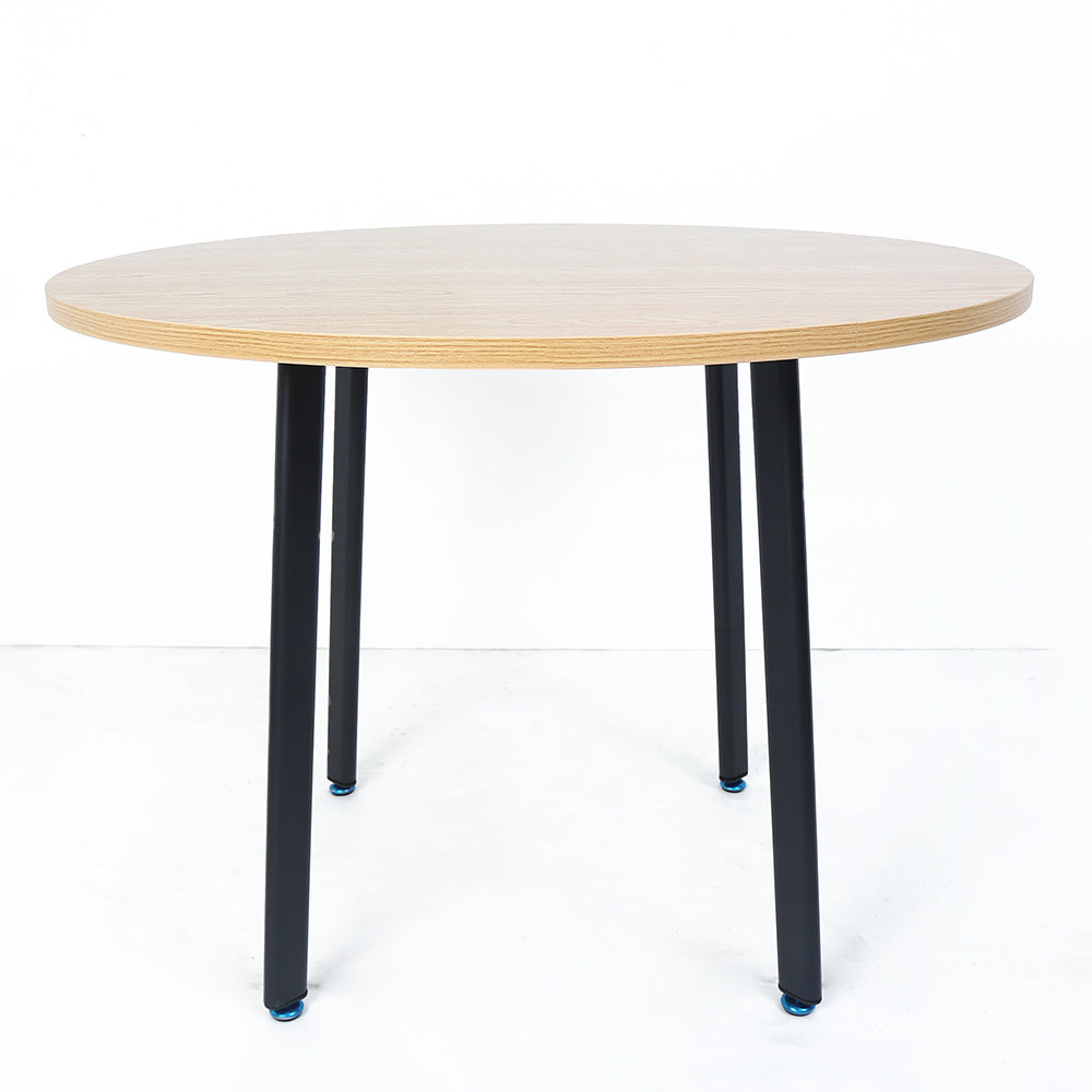 40" Round Wooden Small Dining Table Set of 4 Pink Upholstered Chairs for Nook Balcony