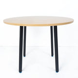 40" Round Wooden Small Dining Table Set of 4 Pink Upholstered Chairs for Nook Balcony