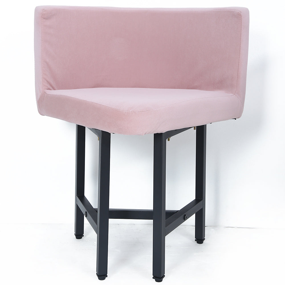 40" Round Wooden Small Dining Table Set of 4 Pink Upholstered Chairs for Nook Balcony