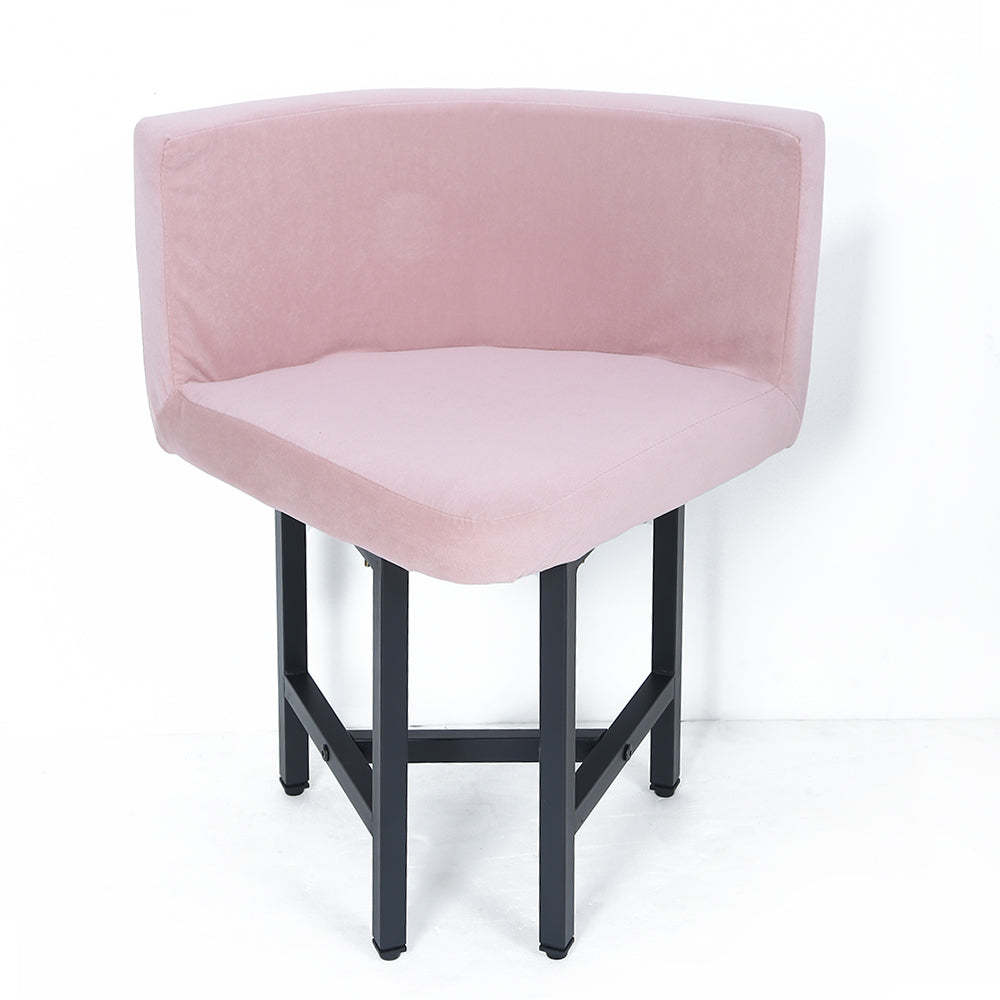 40" Round Wooden Small Dining Table Set of 4 Pink Upholstered Chairs for Nook Balcony