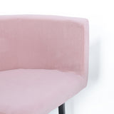 40" Round Wooden Small Dining Table Set of 4 Pink Upholstered Chairs for Nook Balcony