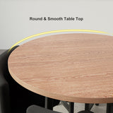 40" Round Wooden Small Nesting Dining Table Set for 4 Gray Upholstered Chairs