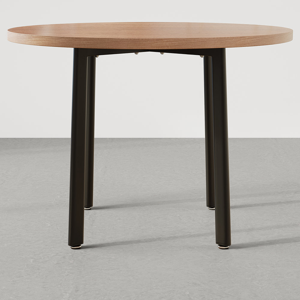 40" Round Wooden Nesting Dining Table Set for 4 Green Upholstered Chairs