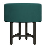 40" Round Wooden Nesting Dining Table Set for 4 Green Upholstered Chairs