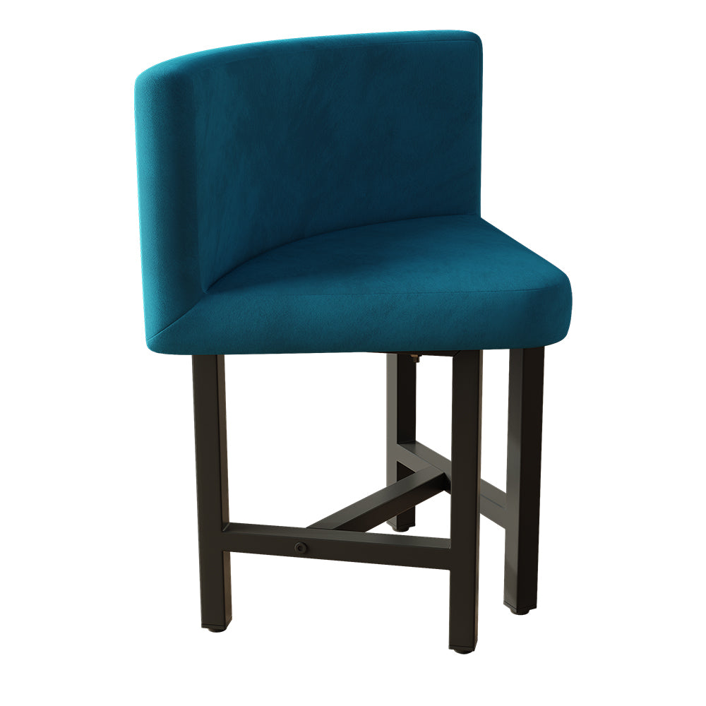 40" Round Wooden 4 Person Dining Table with Blue Upholstered Chairs Set for Nook Balcony