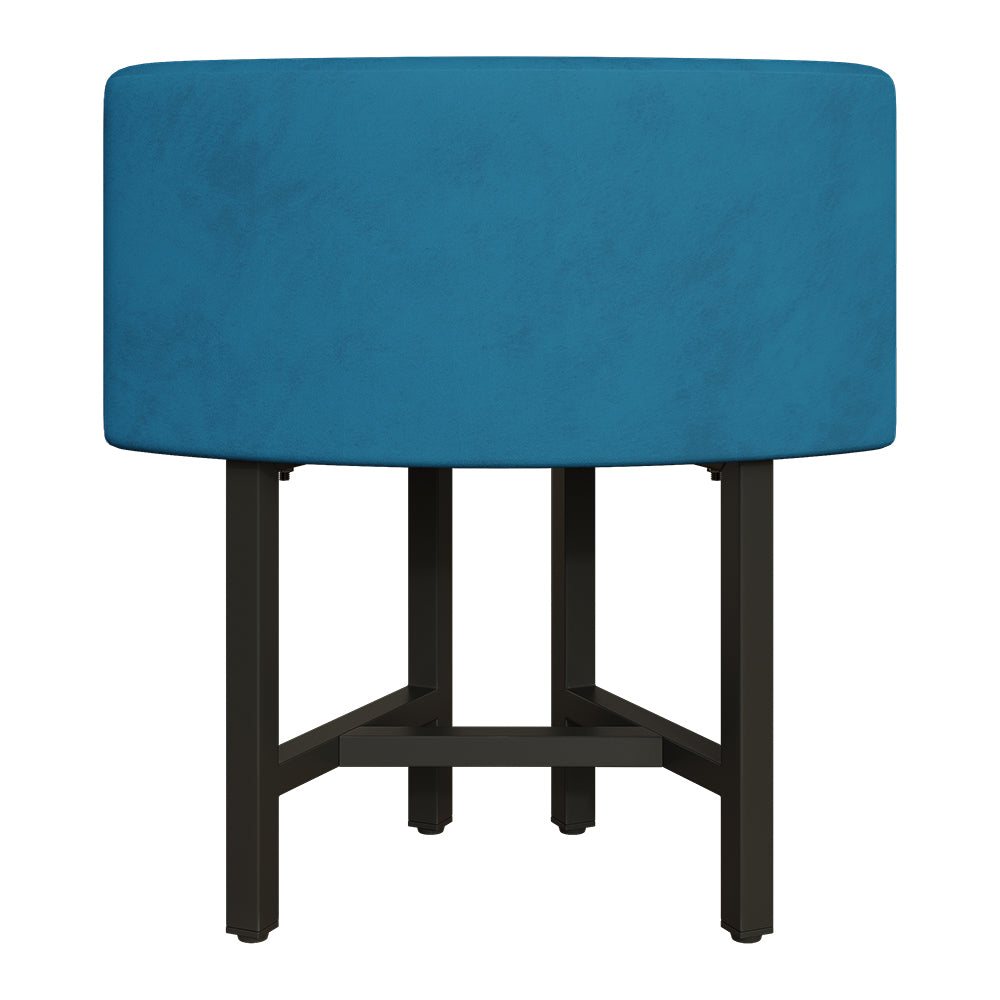 40" Round Wooden 4 Person Dining Table with Blue Upholstered Chairs Set for Nook Balcony