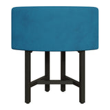 40" Round Wooden 4 Person Dining Table with Blue Upholstered Chairs Set for Nook Balcony