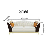 72.8" Faux Leather Upholstered Sofa White and Gray Mid-Century Couch Curved Tufted Back-Richsoul-Furniture,Living Room Furniture,Sofas & Loveseats
