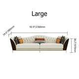 72.8" Faux Leather Upholstered Sofa White and Gray Mid-Century Couch Curved Tufted Back-Richsoul-Furniture,Living Room Furniture,Sofas & Loveseats