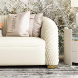 85" Luxury Sofa Nappa Leather Upholstered Sofa 3-Seater Modern Sofa-White-Richsoul-Furniture,Living Room Furniture,Sofas & Loveseats