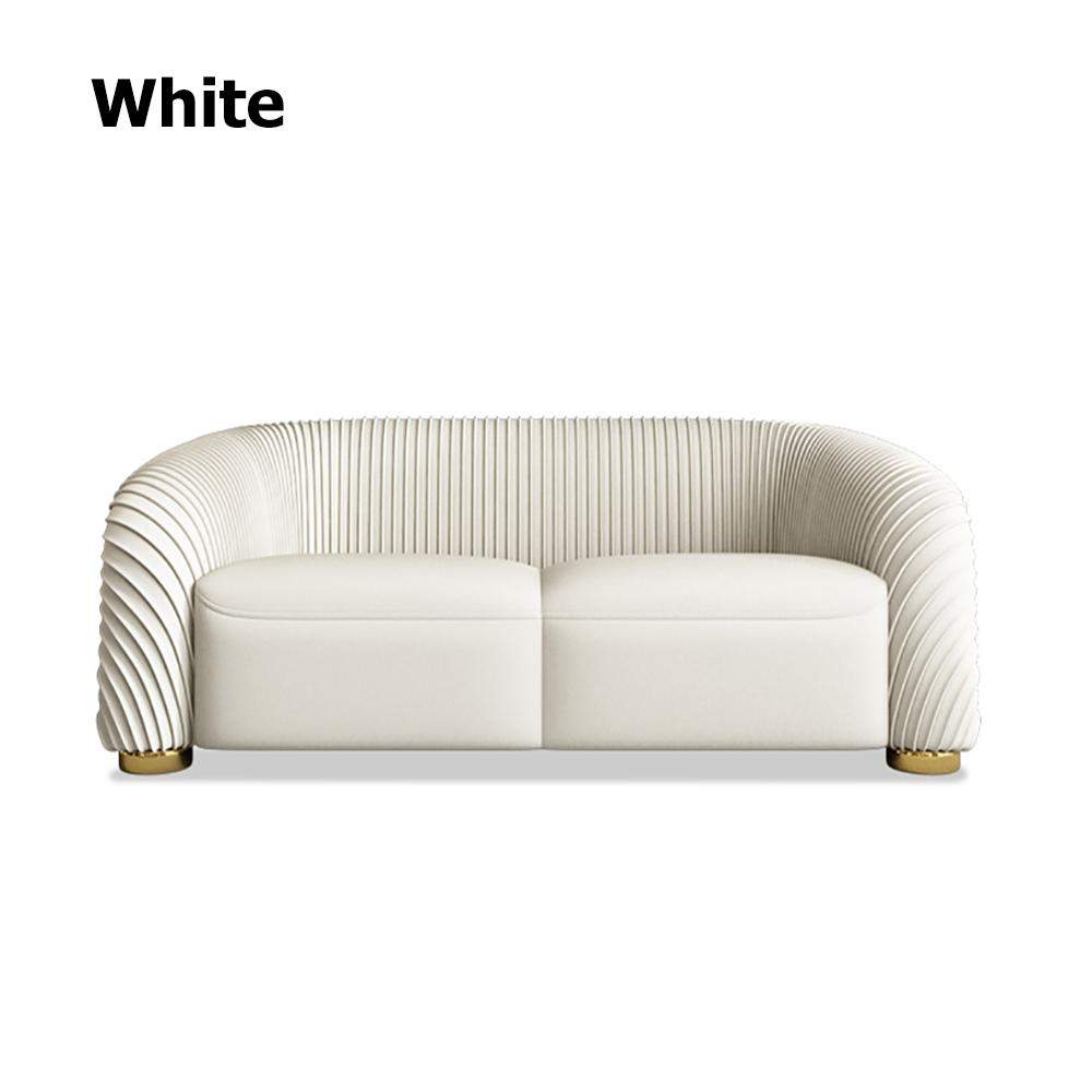 85" Luxury Sofa Nappa Leather Upholstered Sofa 3-Seater Modern Sofa-White-Richsoul-Furniture,Living Room Furniture,Sofas & Loveseats