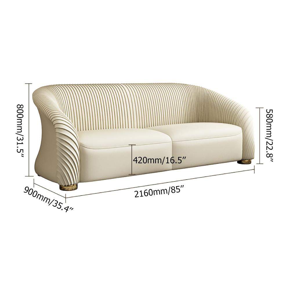 85" Luxury Sofa Nappa Leather Upholstered Sofa 3-Seater Modern Sofa-White-Richsoul-Furniture,Living Room Furniture,Sofas & Loveseats