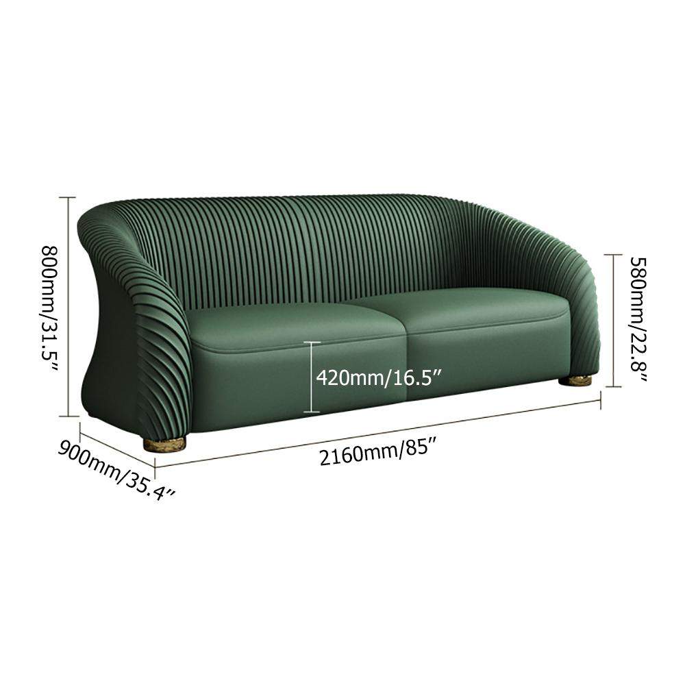 85" Luxury Sofa Nappa Leather Upholstered Sofa 3-Seater Modern Sofa-White-Richsoul-Furniture,Living Room Furniture,Sofas & Loveseats