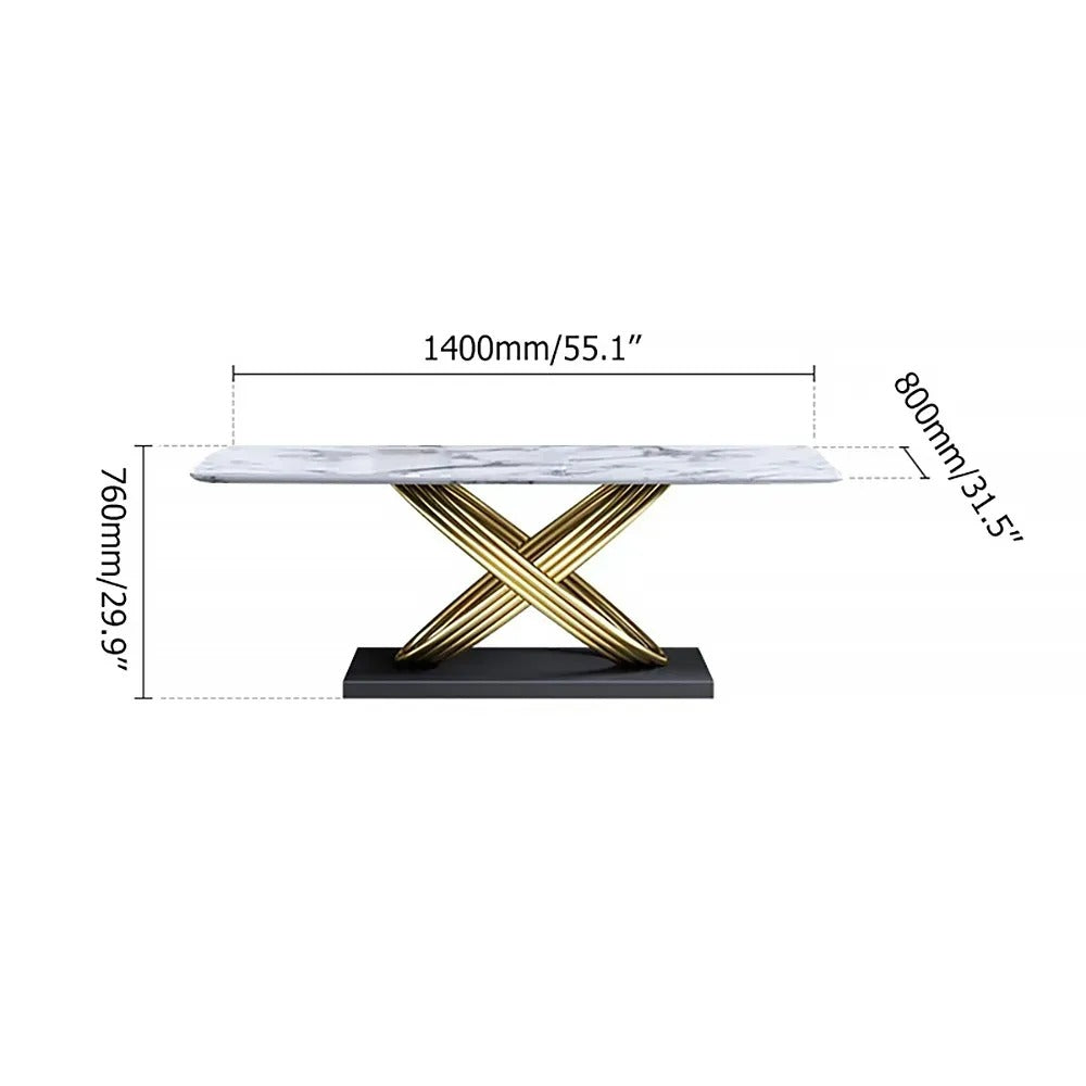 White Faux Marble Dining Table Rectangular Modern Minimalist Design Table