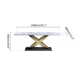 White Faux Marble Dining Table Rectangular Modern Minimalist Design Table