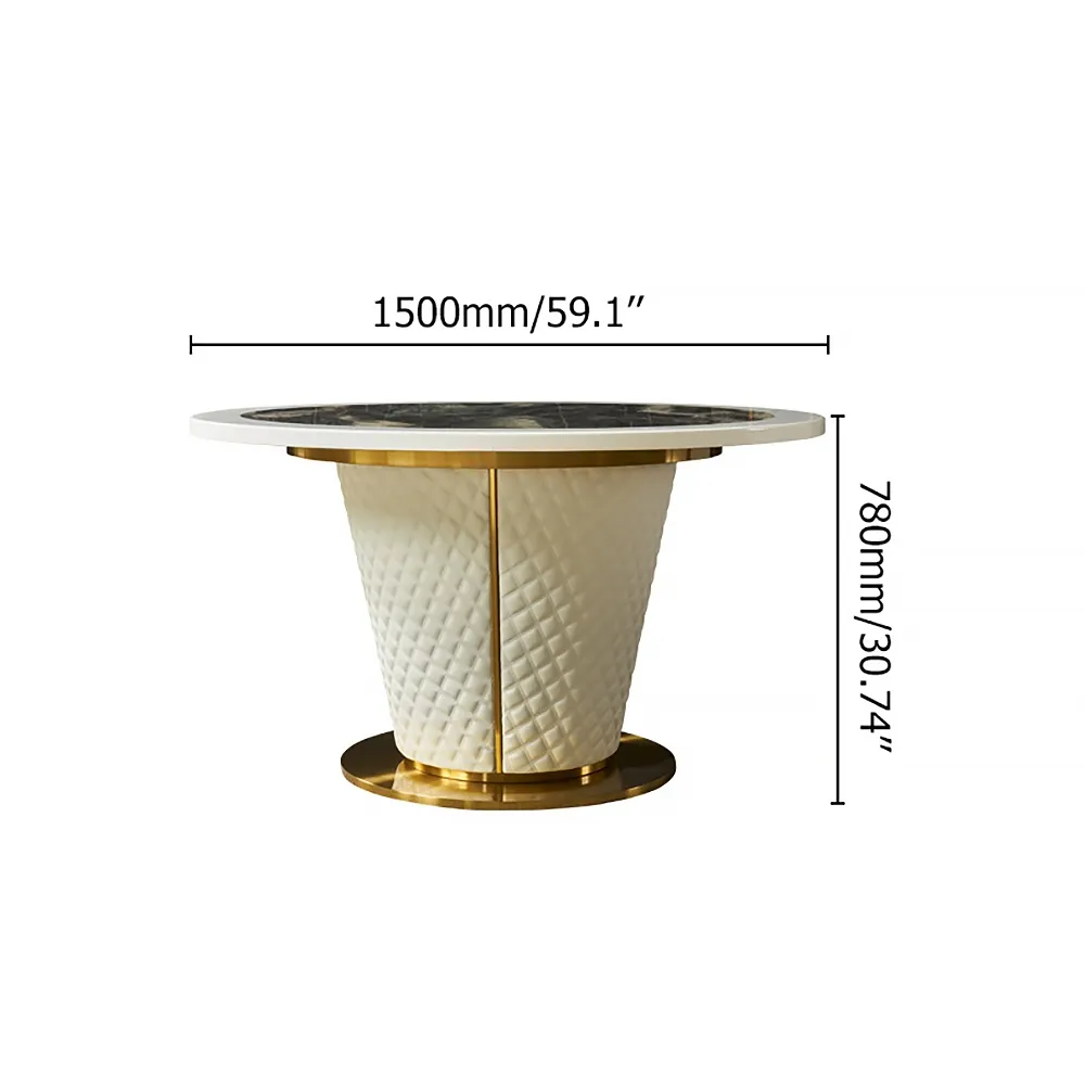 Postmodern Luxury Household 8-person 59 Inch Marble Round Dining Table