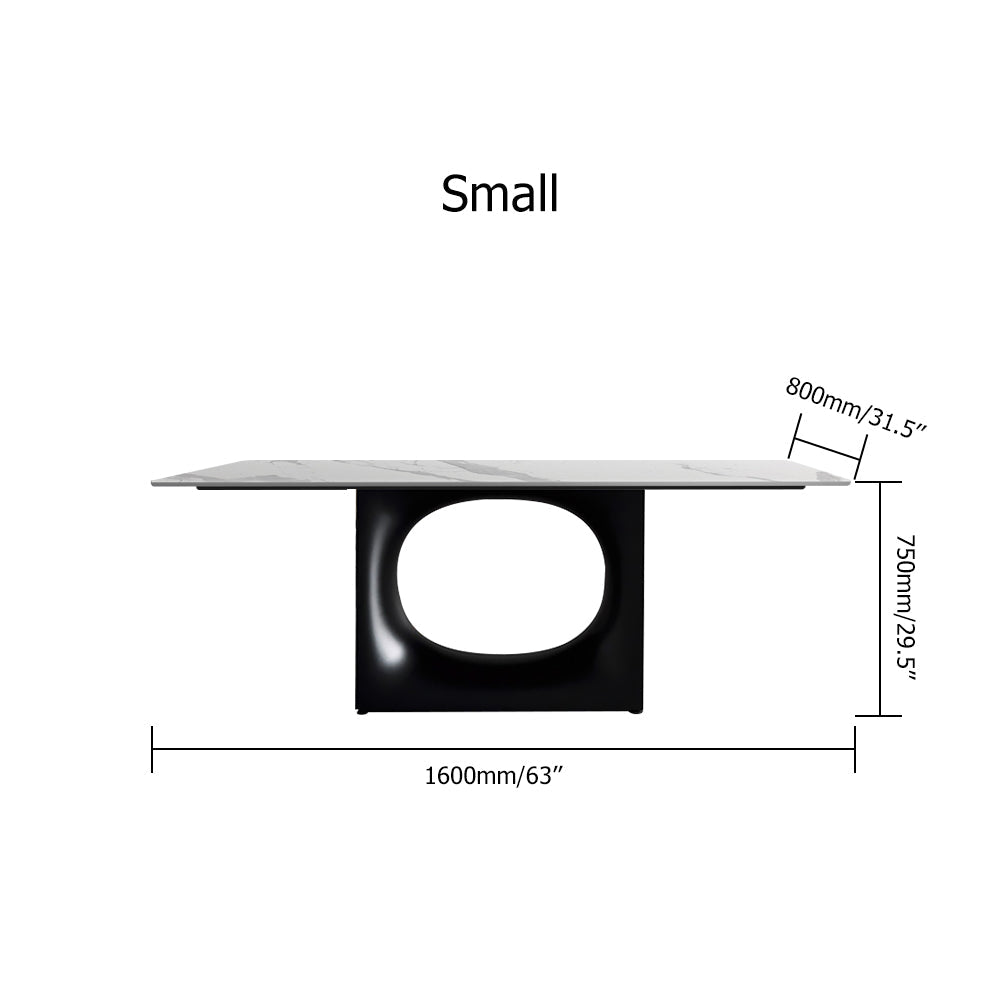 70.9" White and Gold Dining Table Rectangular Stone Tabletop
