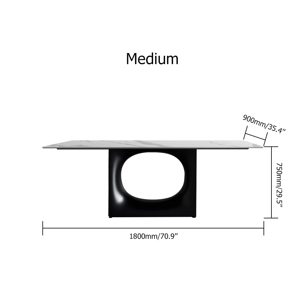 70.9" White and Gold Dining Table Rectangular Stone Tabletop