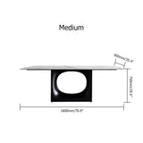 70.9" White and Gold Dining Table Rectangular Stone Tabletop