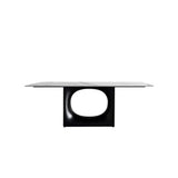 70.9" White and Gold Dining Table Rectangular Stone Tabletop