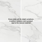 79" White Rectangle Modern Dining Table for 8 Stone Top & Stainless Steel Pedestal