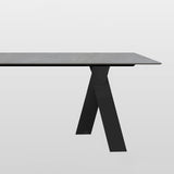 63" Gray Faux Marble Rectangle Modern Dining Table Black X-Base