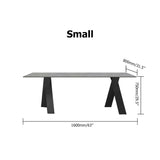 63" Gray Faux Marble Rectangle Modern Dining Table Black X-Base