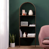 Antique Brass Bookshelf 3 Shelf Modern Standing Bookcase-Bookcases & Bookshelves,Furniture,Office Furniture