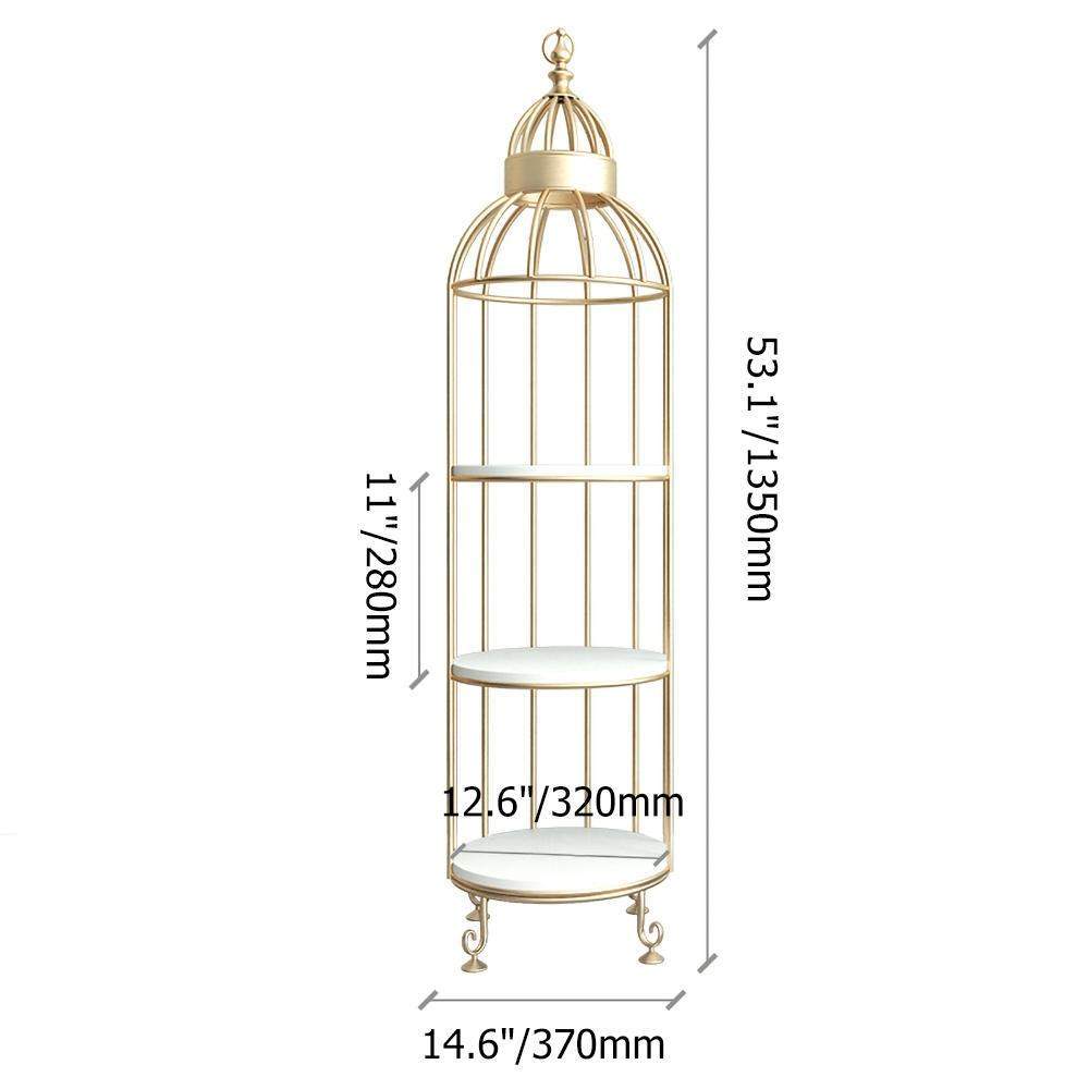 Modern Bird Cage Shaped Plant Flower Stand Bathroom Storage Tower Gold Bookcase-Bookcases & Bookshelves,Furniture,Office Furniture