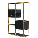 White and Gold Geometric Bookcase 6 Shelves & 6 Drawers Bookshelf-Bookcases &amp; Bookshelves,Furniture,Office Furniture