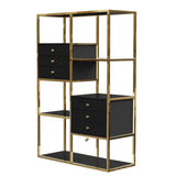 White and Gold Geometric Bookcase 6 Shelves & 6 Drawers Bookshelf-Bookcases & Bookshelves,Furniture,Office Furniture