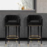 Modern Gray Velvet Counter Height Bar Stool with Footrest
