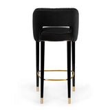 Modern Gray Velvet Counter Height Bar Stool with Footrest