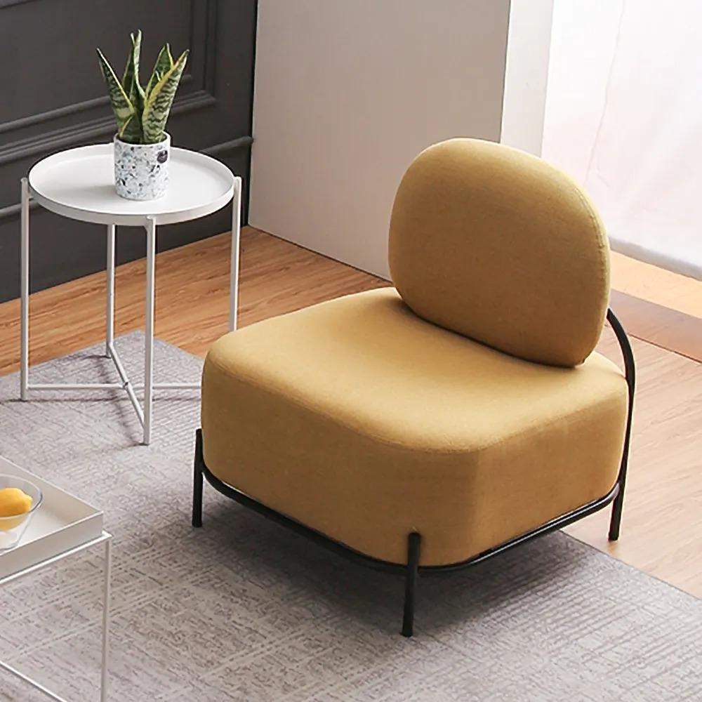 Yellow Linen Upholstered Armless Accent Chair Black Leg-Richsoul-Chairs & Recliners,Furniture,Living Room Furniture