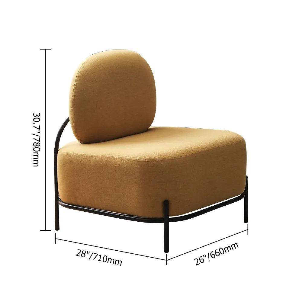 Yellow Linen Upholstered Armless Accent Chair Black Leg-Richsoul-Chairs & Recliners,Furniture,Living Room Furniture