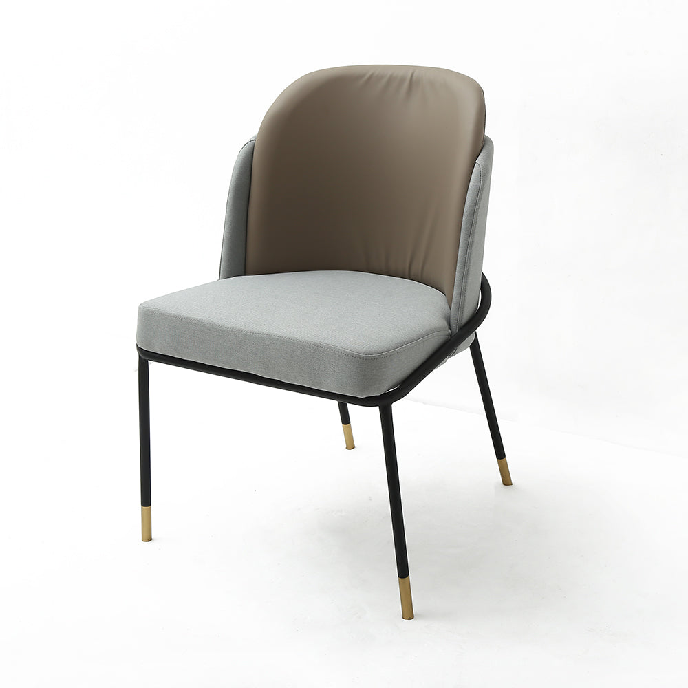 Modern Upholstered Linen Cushion Dining Chair Gray Dining Chair with Armrest Set of 2