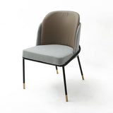 Modern Upholstered Linen Cushion Dining Chair Gray Dining Chair with Armrest Set of 2