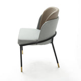 Modern Upholstered Linen Cushion Dining Chair Gray Dining Chair with Armrest Set of 2