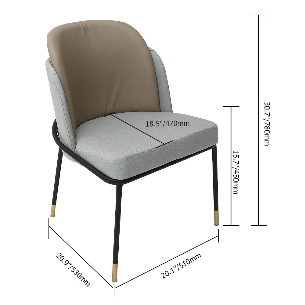 Modern Upholstered Linen Cushion Dining Chair Khaki Dining Chair with Armrest Set of 2