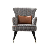 Green Cotton Linen Houndstooth Side Chair with Gold Legs-Richsoul-Chairs & Recliners,Furniture,Living Room Furniture