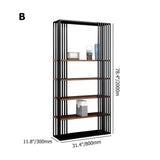 Modern Metal  Etagere Bookshelf Freestanding with 5 Shelving Black & Walnut-Bookcases & Bookshelves,Furniture,Office Furniture