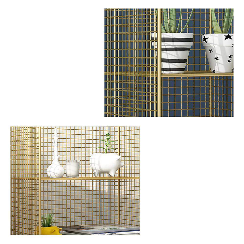 Gold Modern Metal Mesh Standard Bookshelf 2-Tier Shelf-Bookcases & Bookshelves,Furniture,Office Furniture