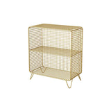 Gold Modern Metal Mesh Standard Bookshelf 2-Tier Shelf-Bookcases & Bookshelves,Furniture,Office Furniture