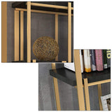 78" Luxury Standing Standard Bookshelf with Doors in Black & Gold-Bookcases & Bookshelves,Furniture,Office Furniture