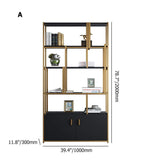 78" Luxury Standing Standard Bookshelf with Doors in Black & Gold-Bookcases & Bookshelves,Furniture,Office Furniture