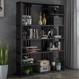 78" Contemporary Etagere Bookshelf Display Shelving in Steel-Bookcases & Bookshelves,Furniture,Office Furniture
