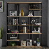 78" Contemporary Etagere Bookshelf Display Shelving in Steel-Bookcases & Bookshelves,Furniture,Office Furniture