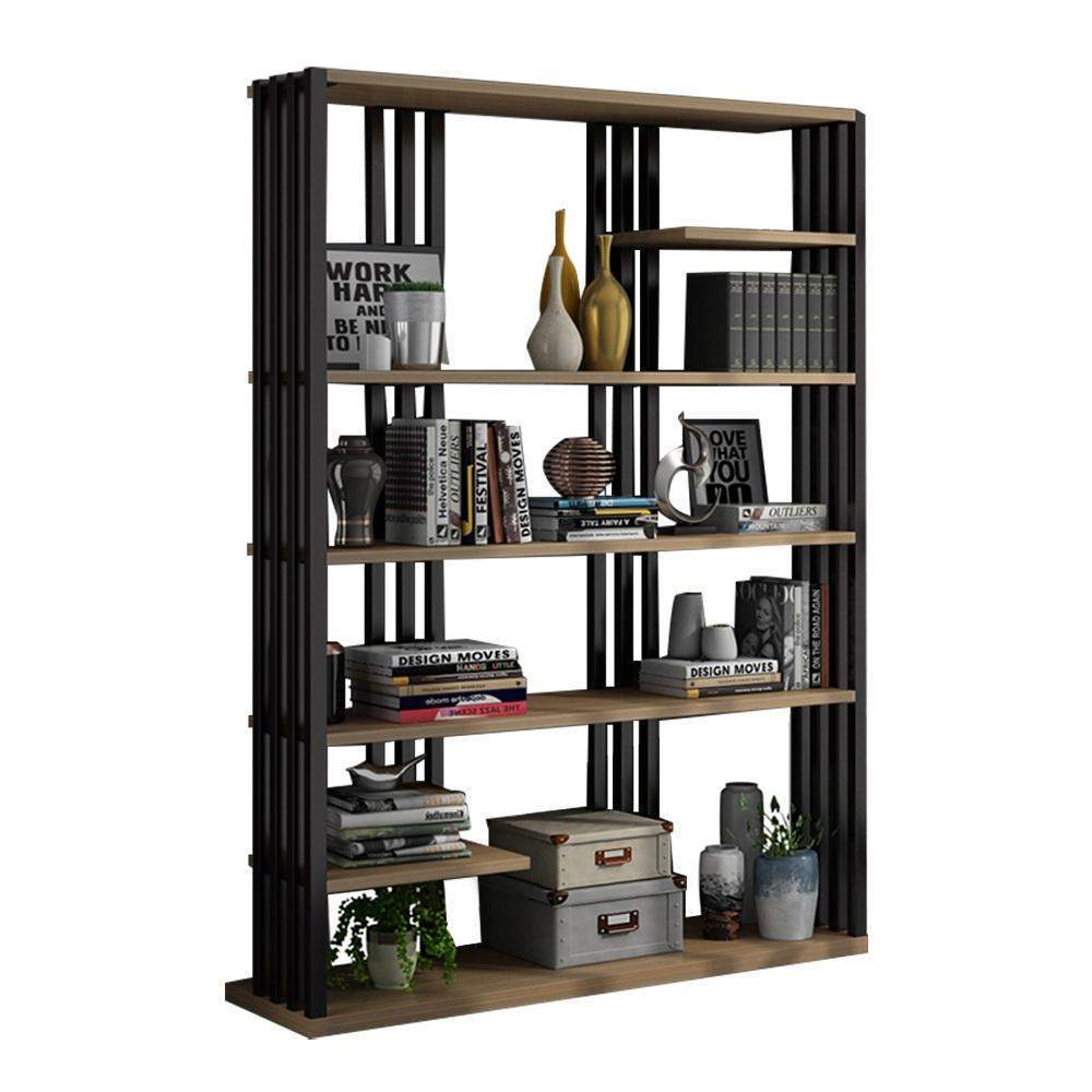 78" Contemporary Etagere Bookshelf Display Shelving in Steel-Bookcases & Bookshelves,Furniture,Office Furniture